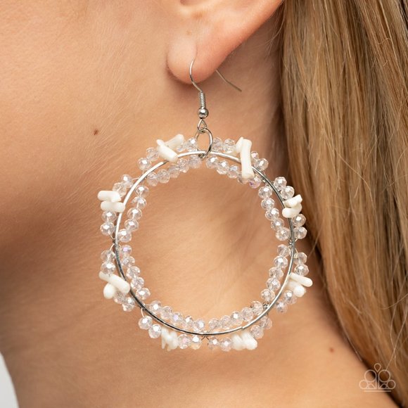 paparazzi Jewelry - Ocean Surf - White Earrings